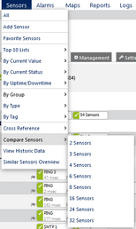 PRTG Main Menu: Compare Sensors