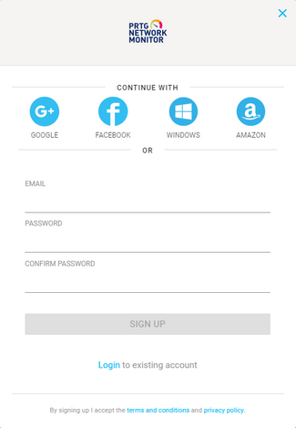 PRTG in the Cloud Signup